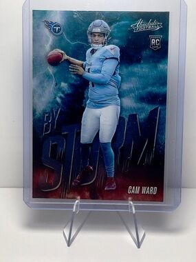 2025 Panini Absolute "By Storm" rookie card featuring Cam Ward